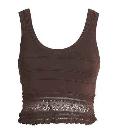 Sandro Paris Pointelle Crop Top In Brown