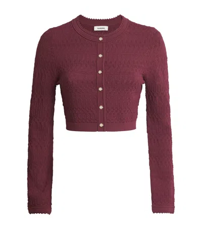 Sandro Paris Pointelle Knit Cropped Cardigan In Red