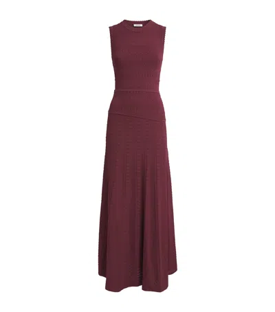 Sandro Paris Pointelle Knit Maxi Dress In Red