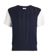 Sandro Layered Effect Pointelle Knit Sweater In Blue