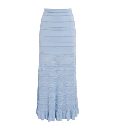 Sandro Paris Pointelle Maxi Skirt In Blue