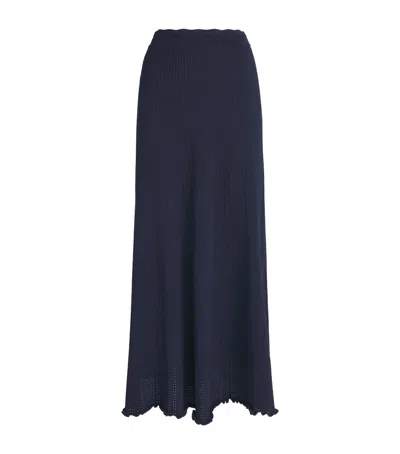Sandro Paris Pointelle Maxi Skirt In Blue