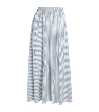 Sandro Paris Rhinestone Stripe Maxi Skirt In Blue
