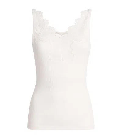 Sandro Paris Ribbed Lace-trim Tank Top In White