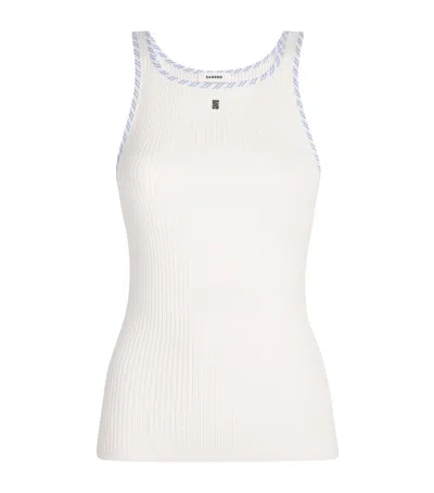 Sandro Paris Rib-knit Slim Tank Top In White