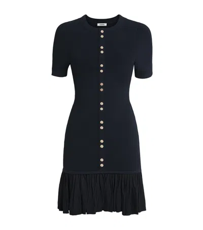 Sandro Paris Ruffled Mini Dress In Blue