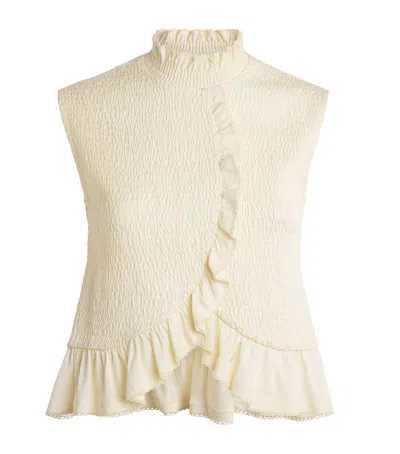 Sandro Paris Ruffled Smock Sleeveless Top In Yellow