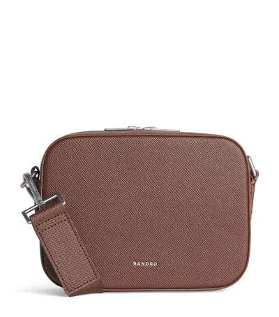 Sandro Paris Saffiano Leather Cross-body Bag In Red
