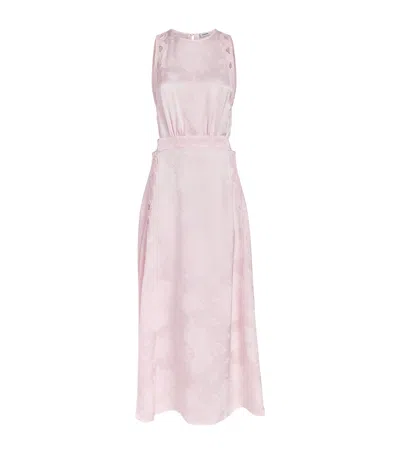 Sandro Paris Satin Cut-out Midi Dress In Pink