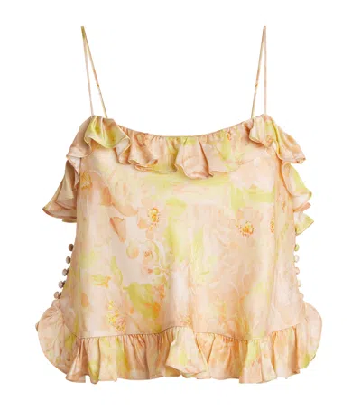 Sandro Paris Satin Floral Print Cami Top In Multi