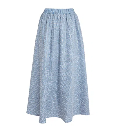 Sandro Paris Sequin Stripe Maxi Skirt In Blue