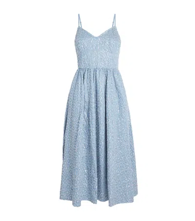 Sandro Paris Sequinned Midi Dress In Blue