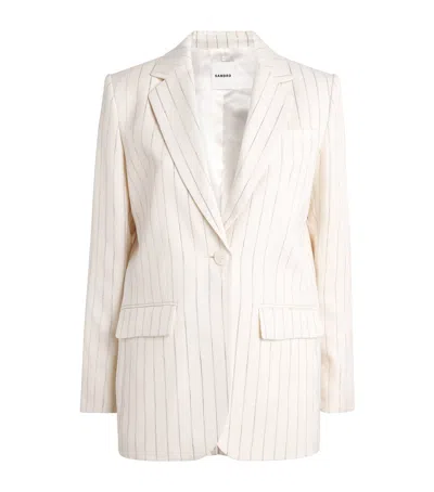 Sandro Paris Sequinned Stripe Blazer In Beige