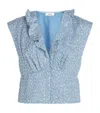Sandro Paris Sequinned Stripe Top In Blue
