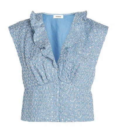 Sandro Paris Sequinned Stripe Top In Blue