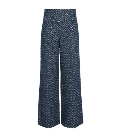 Sandro Paris Sequinned Tailored Trousers In Blue
