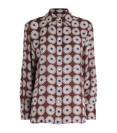 Sandro Paris Silk Floral Shirt In Brown