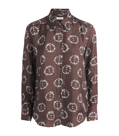 Sandro Paris Silk Floral Shirt In Brown