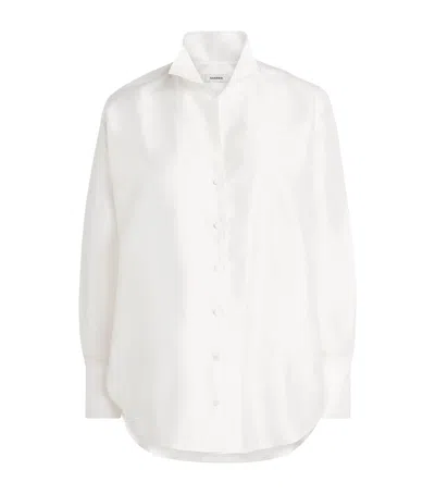Sandro Paris Silk Satin Oversized Shirt In White
