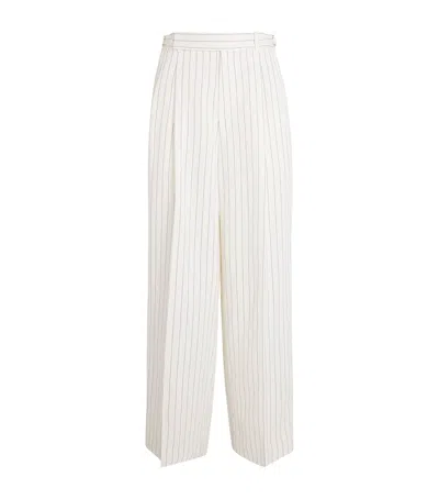 Sandro Paris Stripe Wide-leg Tailored Trousers In Beige