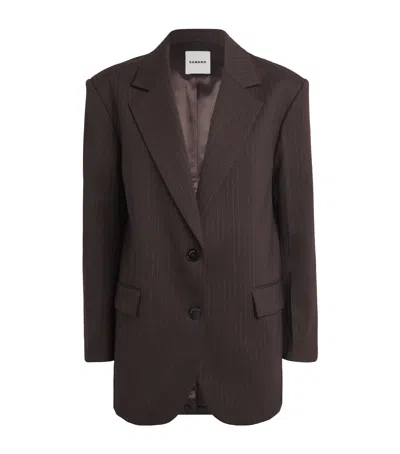 Sandro Paris Striped Single-breasted Blazer In Brown