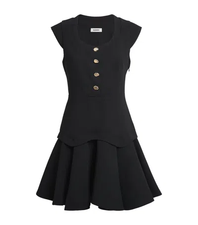 Sandro Paris Structured Buttoned Mini Dress In Black
