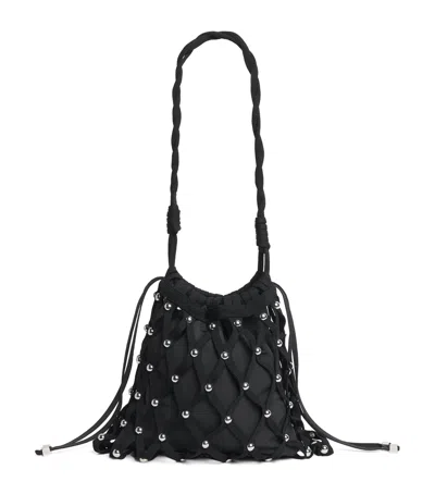 Sandro Paris Studded Shoulder Bag In Black