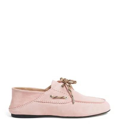 Sandro Paris Suede Boat Shoes In Pink