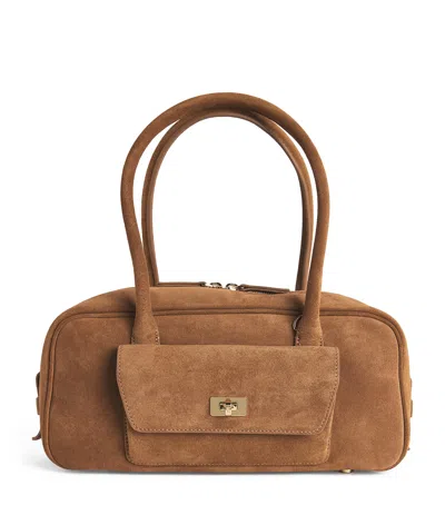 Sandro Paris Suede Ezmehralda Top-handle Bag In Beige