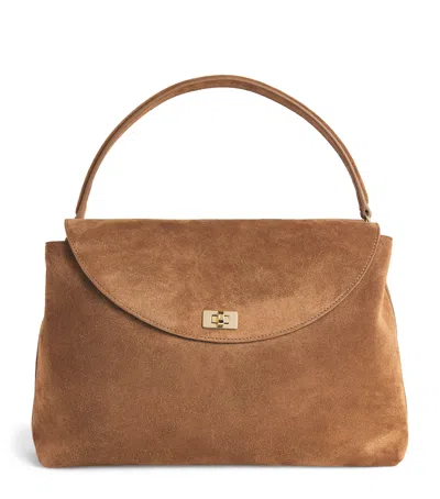 Sandro Paris Suede Le Grand Bazaar Top-handle Bag In Beige