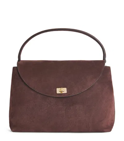 Sandro Paris Suede Le Grand Bazaar Top-handle Bag In Brown
