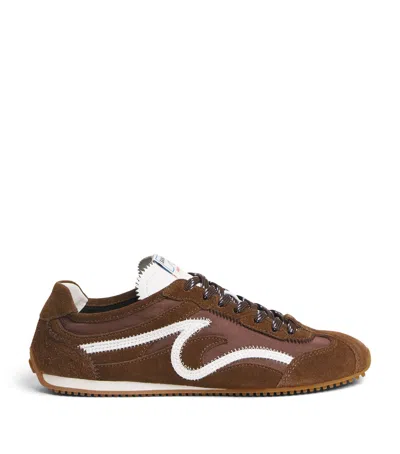 Sandro Paris Suede Light Wave Sneakers In Brown