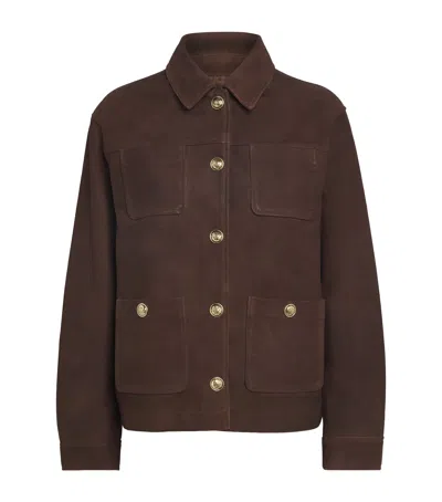Sandro Paris Suede Pocket-detail Jacket In Brown