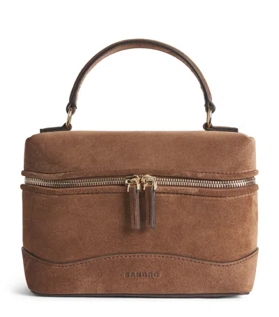 Sandro Paris Suede Tangolino Vanity Bag In Brown