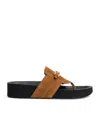 Sandro Paris Suede-leather Platform Flip Flops In Multi