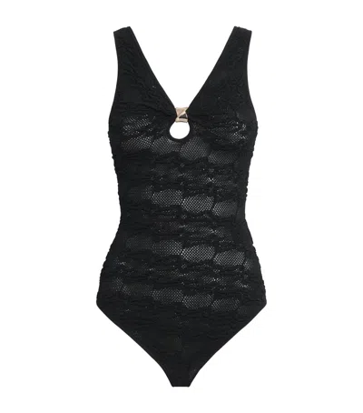 Sandro Paris Textured Keyhole Bodysuit In Black