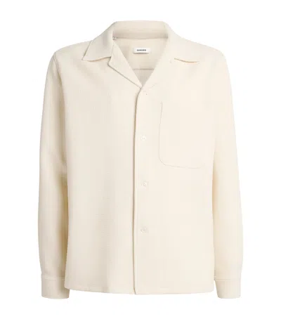 Sandro Paris Textured Long-sleeve Shirt In Beige