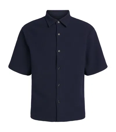 Sandro Paris Textured Short-sleeve Shirt In Blue