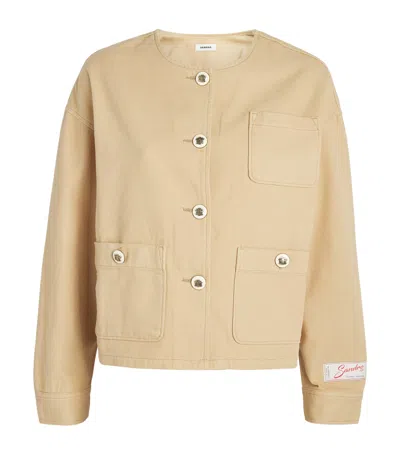 Sandro Paris Denim Jacket In Brown