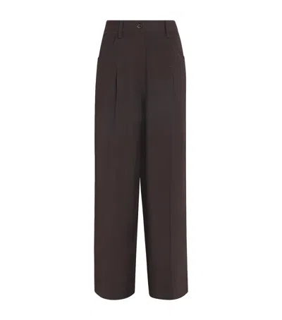 Sandro Paris Wide-leg Tailored Trousers In Brown