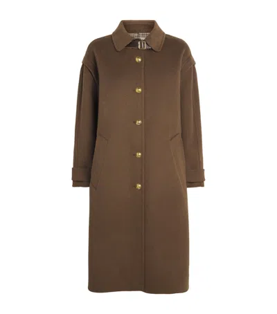 Sandro Paris Wool Buckle-detail Coat In Brown