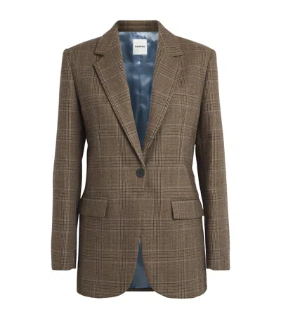 Sandro Paris Wool Check Blazer In Brown