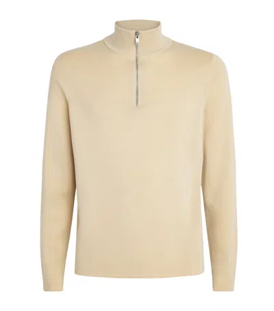 Sandro Paris Wool Half-zip Sweater In Neutral