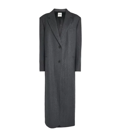 Sandro Paris Wool Rhinestone Long Coat In Black