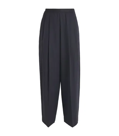 Sandro Paris Wool Stripe Pleated Trousers In Blue