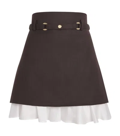 Sandro Paris Wool-blend 2-in-1 Mini Skirt In Brown