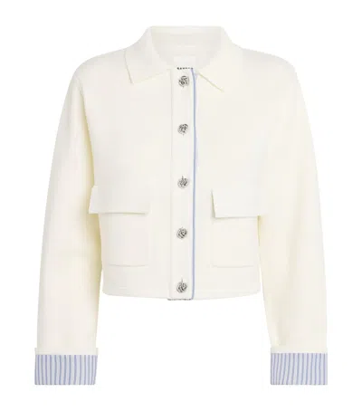 Sandro Paris Wool-blend Contrast-trim Cardigan In Beige