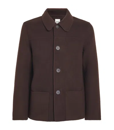 Sandro Paris Wool-blend Double-face Jacket In Brown