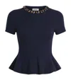 Sandro Paris Wool-blend Embellished Sweater In Blue
