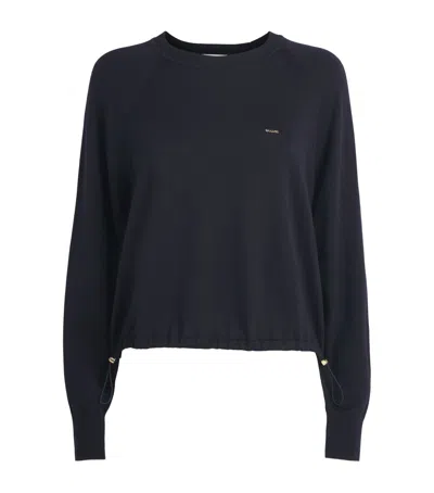 Sandro Paris Wool-blend Logo Sweater In Blue
